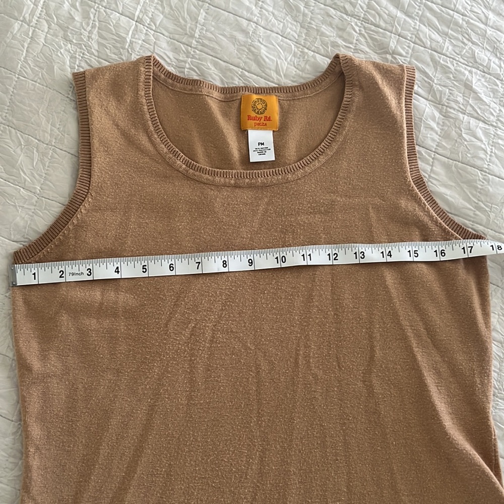 Ruby Rd., tan sleeveless, size PM, blouse - Picture 2 of 4